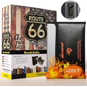 Fireproof Book Safe, 4200°F Money Bag Combination Lock, Fake Book Hidden Storage